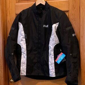 NWT -HWK Women's Black and White Motorcycle Riding Jacket XL